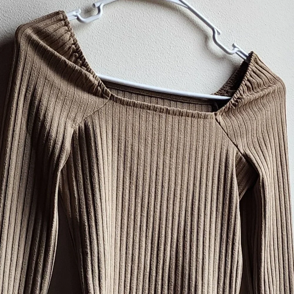 Madewell Tan Ribbed Stretch Crop Top Size XXS